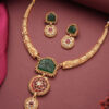 Gold-Plated American Diamond Stones Studded Necklace & Earrings