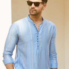 Mandarin Collar Long Sleeves Sequined Panjabi